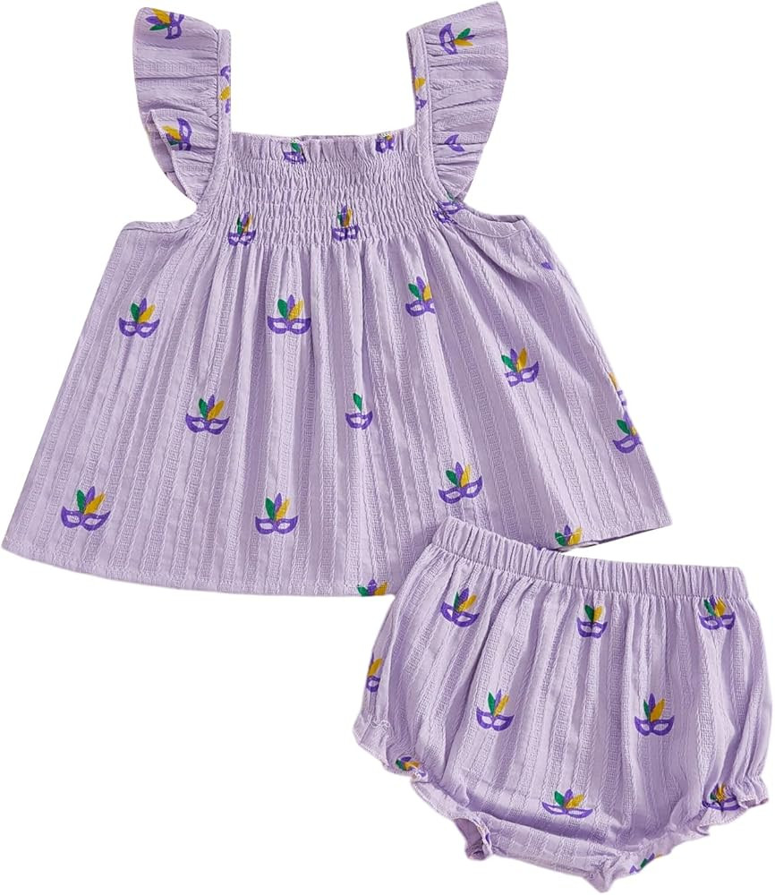 TheFound Toddler Baby Girl Easter Outfit Carrot Embroidery Plaid Short Sleeve Tube Top Ruffled Bl... | Amazon (US)