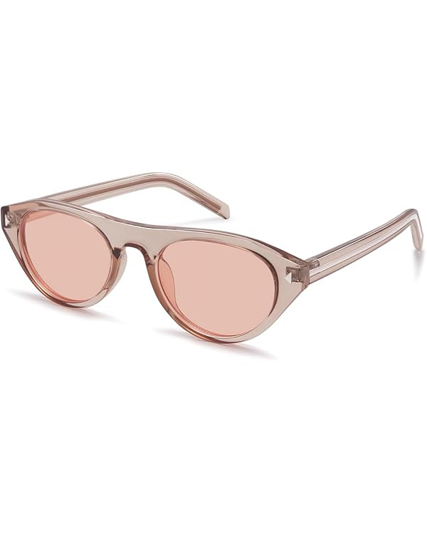 Retro Cat Eye Sunglasses for Women Men Trendy Small Oval Cateye Shades Vintage Narrow Style UV400... | Amazon (US)