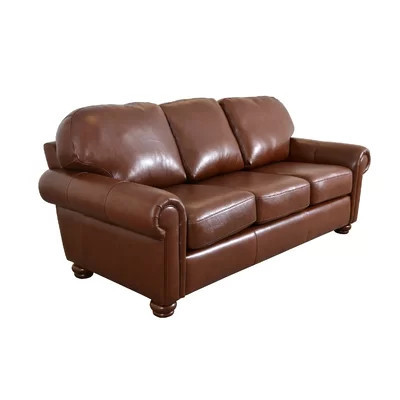 Stavre 89" Genuine Leather Rolled Arm Sofa | Wayfair North America