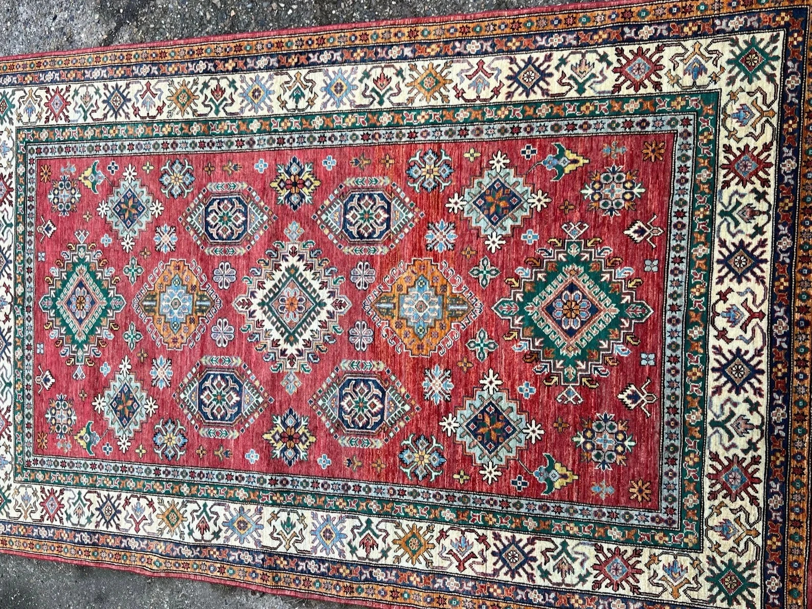 Red Hand Crafted Rug | Etsy (UK)