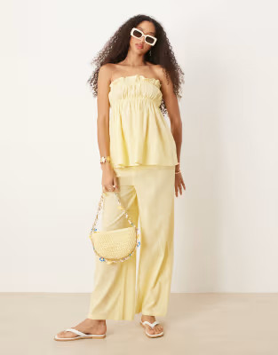 Esmee Exclusive ruched set in butter yellow | ASOS (Global)