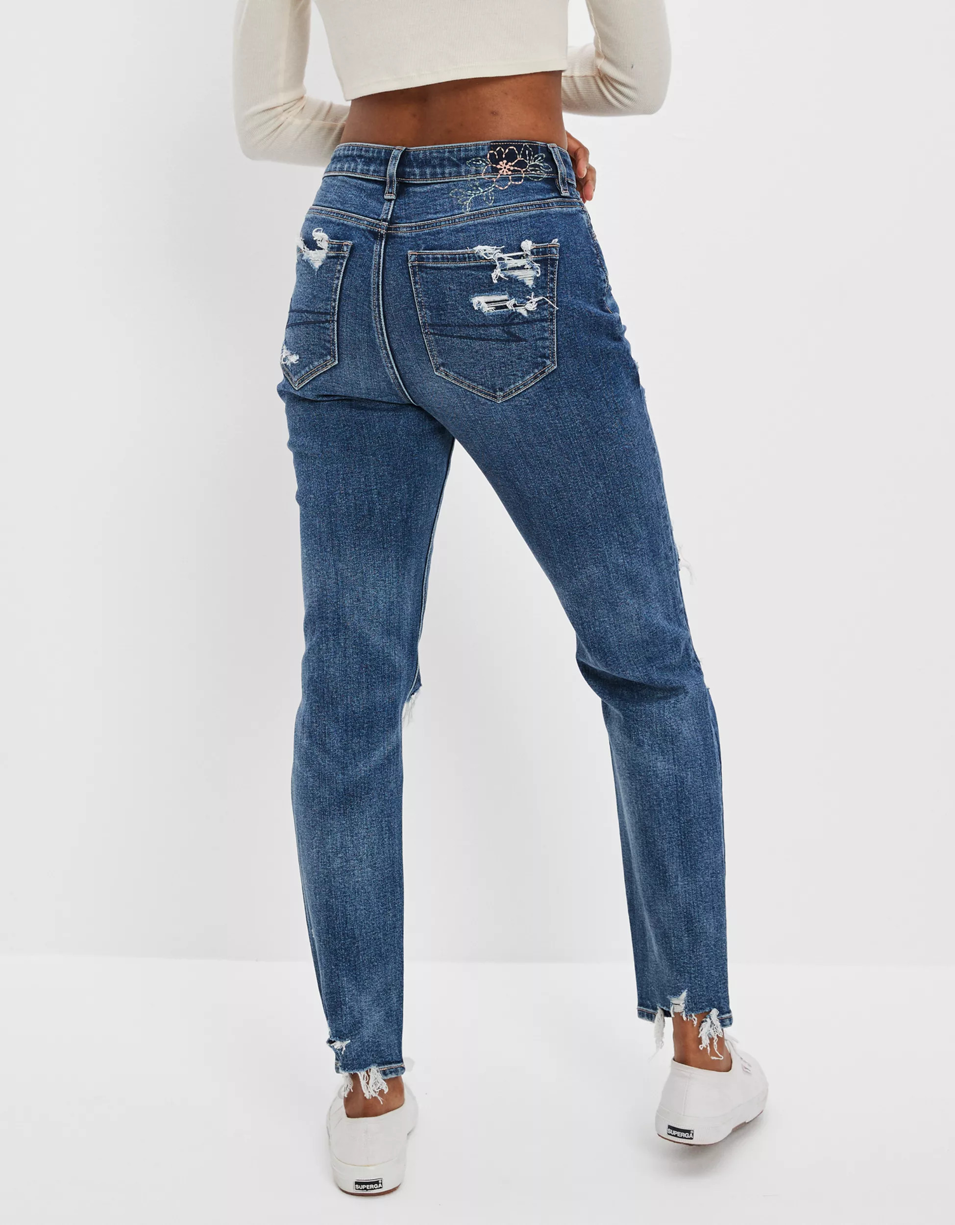 AE Strigid Ripped Mom Jean | American Eagle Outfitters (US & CA)