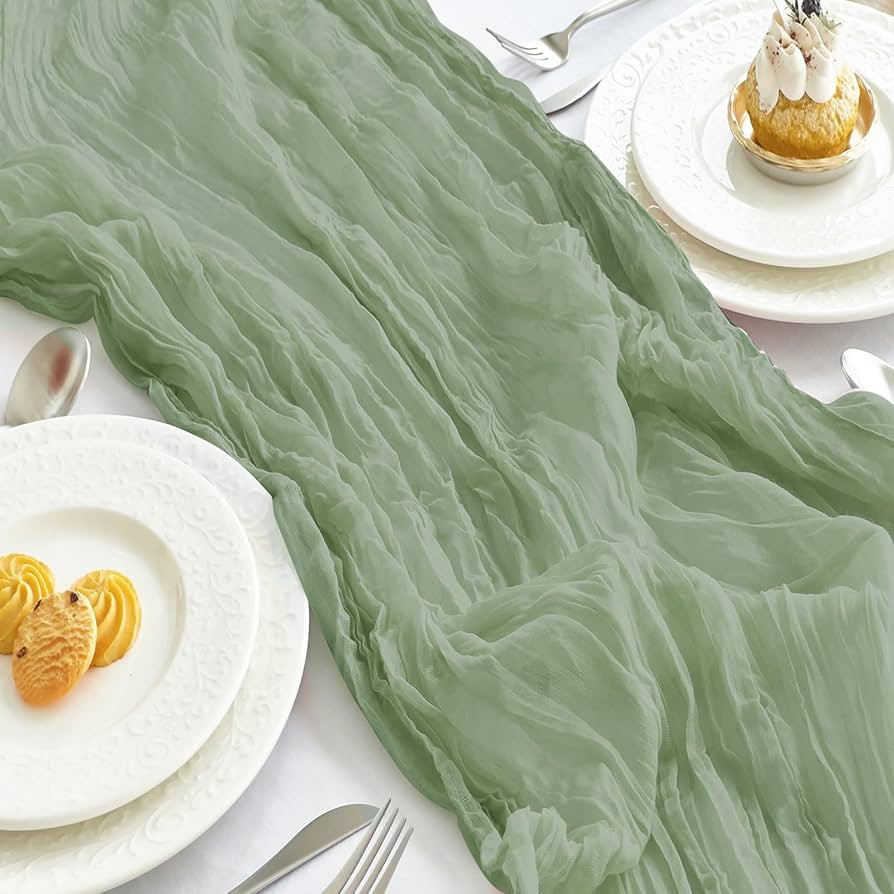 IVAPUPU 2 Pcs Cheesecloth Christmas Table Runner - 10ft Sage Green Boho Gauze Cheese Cloth Table ... | Amazon (US)