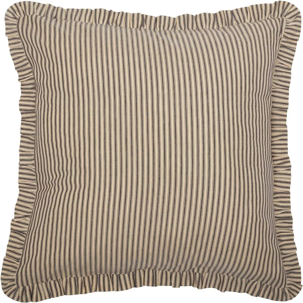 VHC Brands Sawyer Mill Charcoal Ticking Stripe Collection Farmhouse Style Pillow Cover Sham (Euro... | Amazon (US)