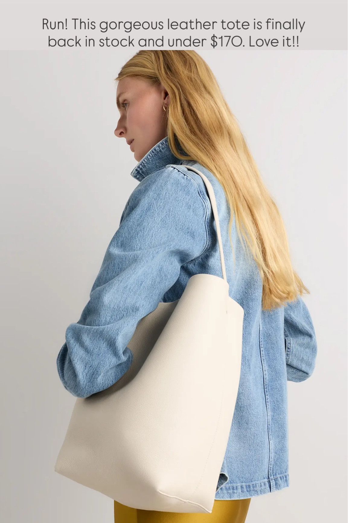 Run! This gorgeous leather tote is finally back in stock and under $170. Love it!!

Spring outfits, summer outfits, Mother’s Day, spring bag 

#LTKselfcare #LTKMothersDay #LTKootd