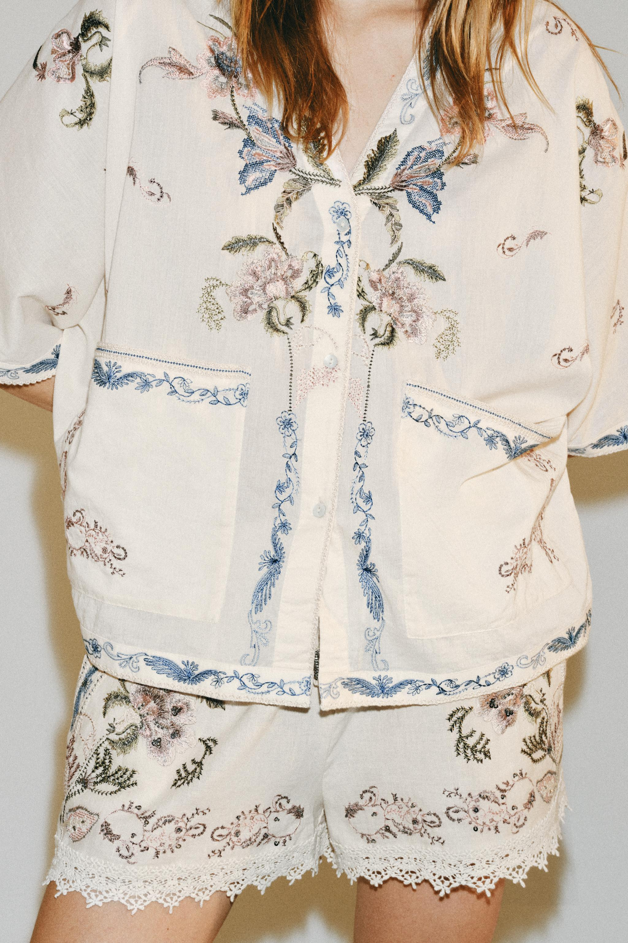 ZW COLLECTION EMBROIDERED SHIRT | Zara US