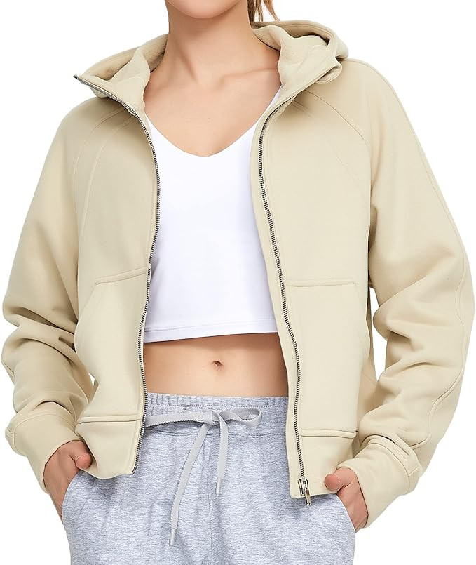 Dragon Fit Women Full Zippe Hoodies Collar Pullover Sweatshirts with Pockets Long Sleeve Crop Top... | Amazon (US)