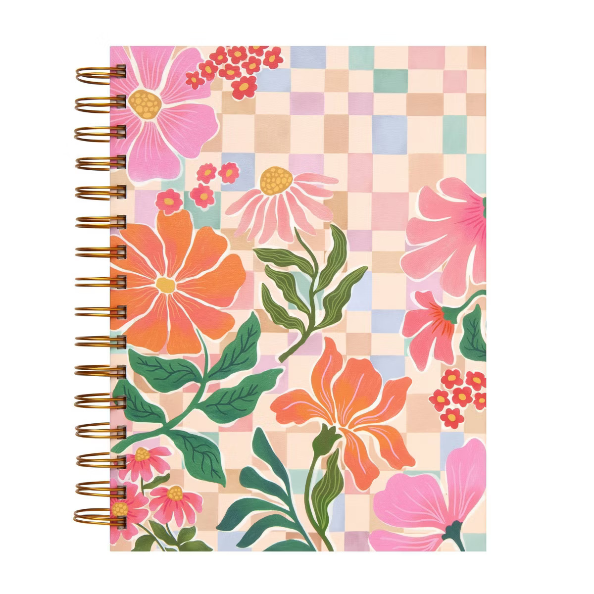 greenroom 6"x8" Spiral Hardcover Notebok 320pg Graphic Floral Checkerboard | Target