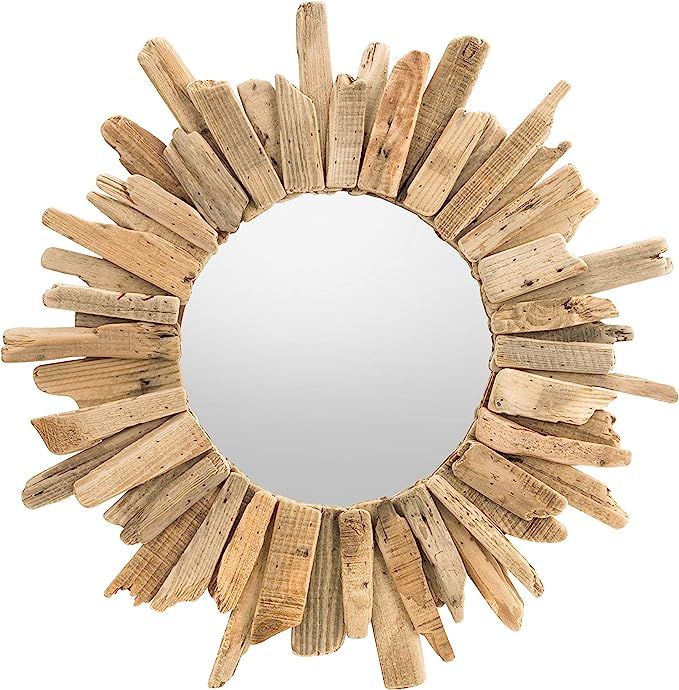 DEMDACO Circular Driftwood Natural Brown 23 x 23 Wood and Glass Wall Mounted Mirror | Amazon (US)