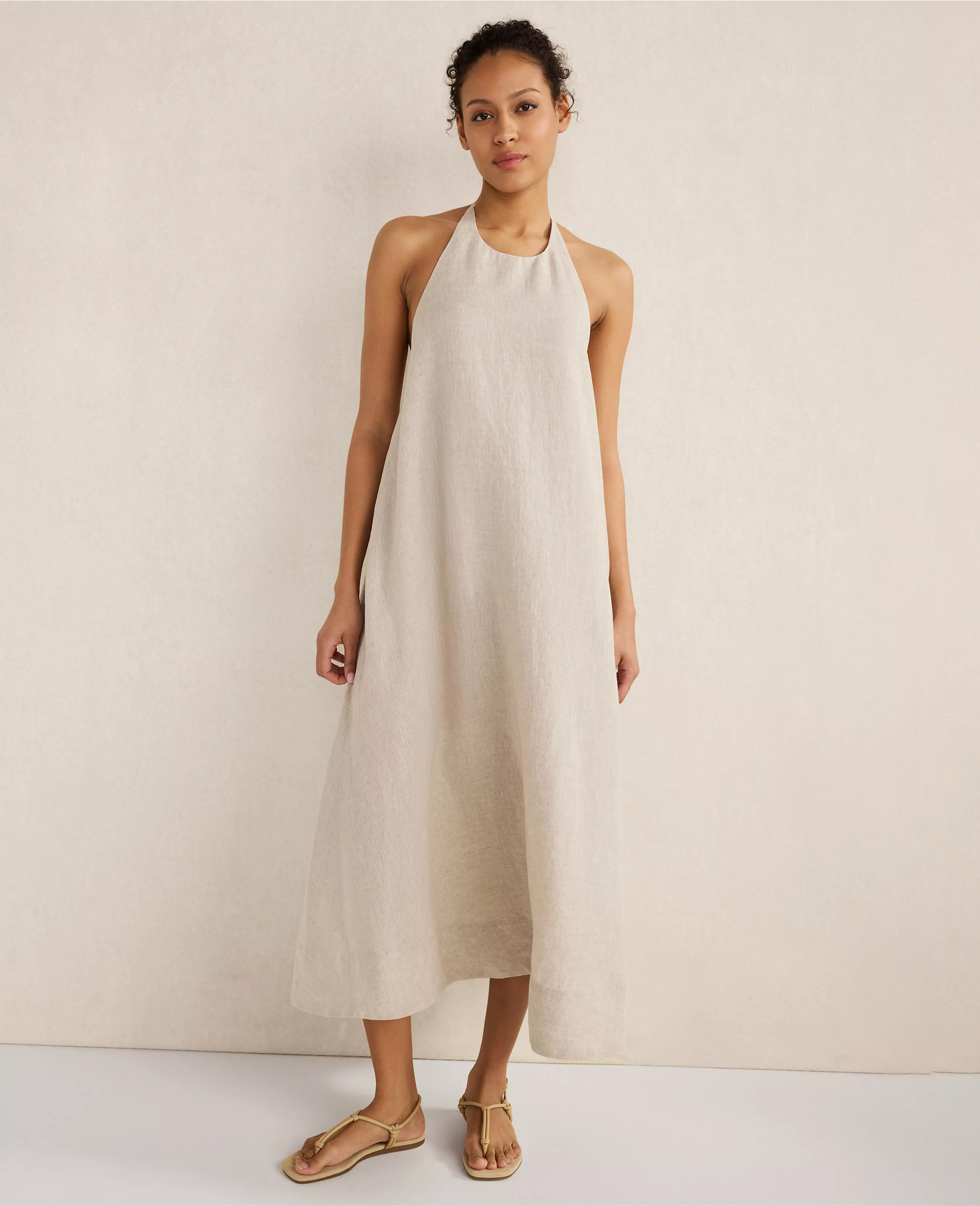 Haven Well Within Linen Halter Midi Dress | Ann Taylor
