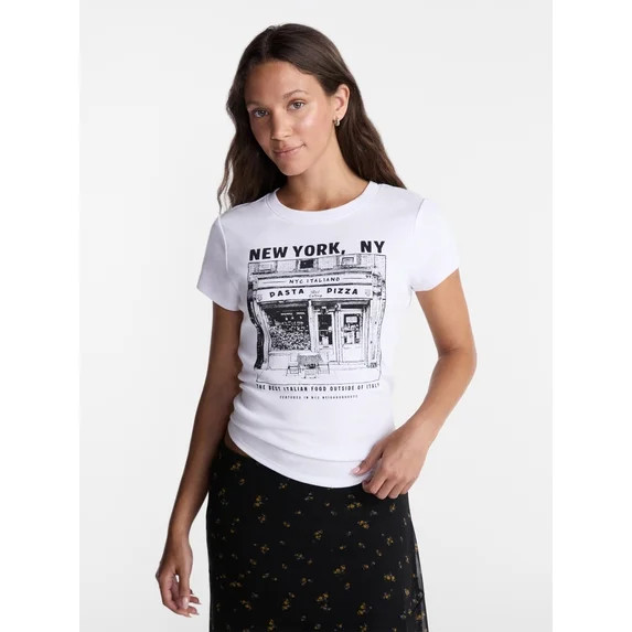 No Boundaries Longline Graphic Cotton Baby Tee, Women's XXS-XXL | Walmart (US)