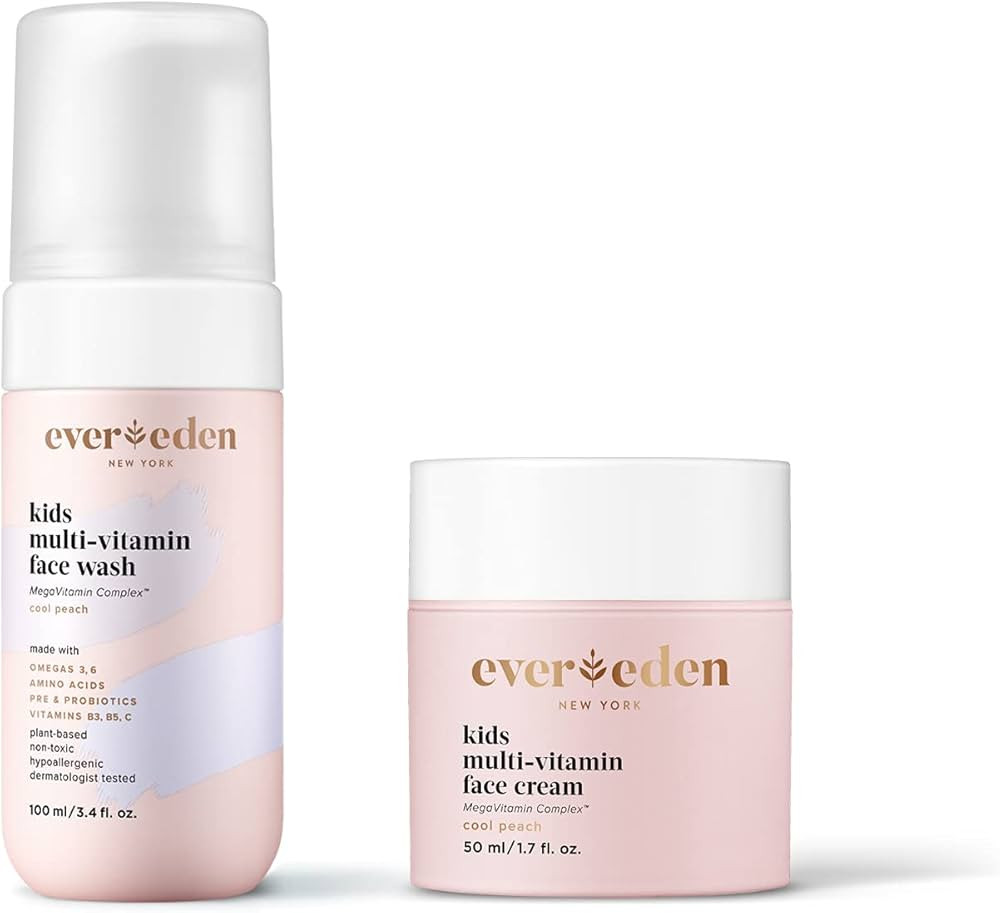 Evereden Kids Happy Face Duo (Cool Peach) - Multi-Vitamin Kids Face Wash & Kids Face Cream Set - ... | Amazon (US)