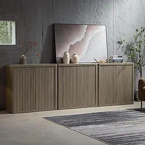 SICOTAS Buffet Cabinet with Storage Sideboard Accent Modern Credenza with Doors & Shelves Fluted ... | Amazon (US)