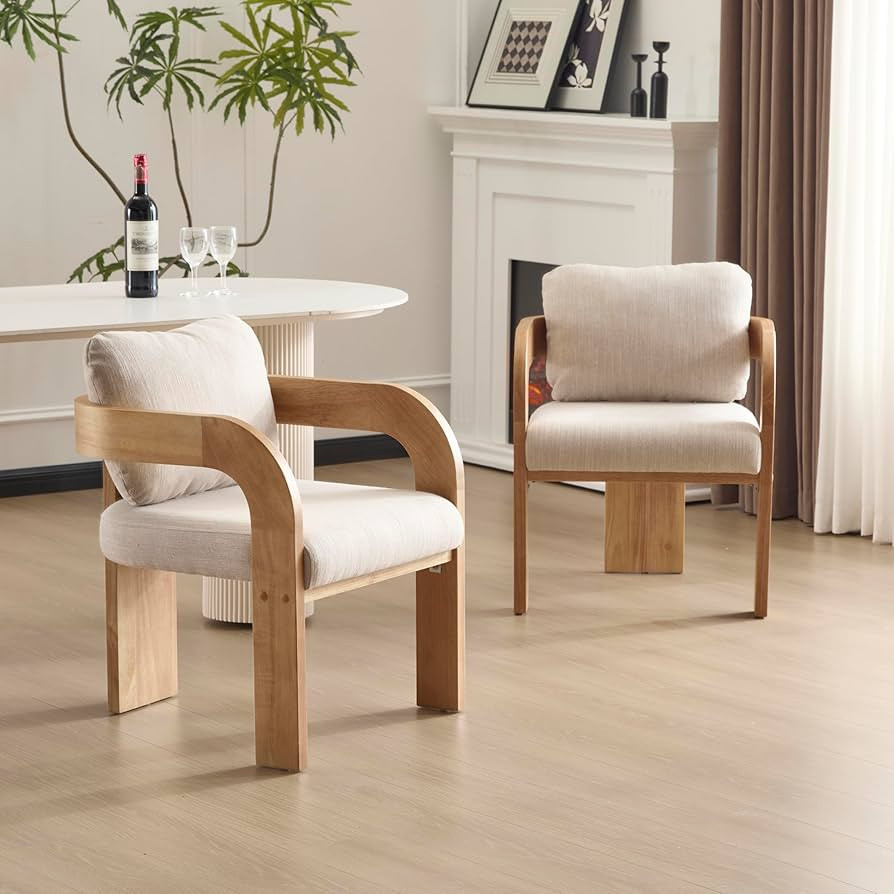 Christopher Knight Home Yorick Modern Dining Chair Set of 2 with Cushion, Solid Wood Dining Room ... | Amazon (US)