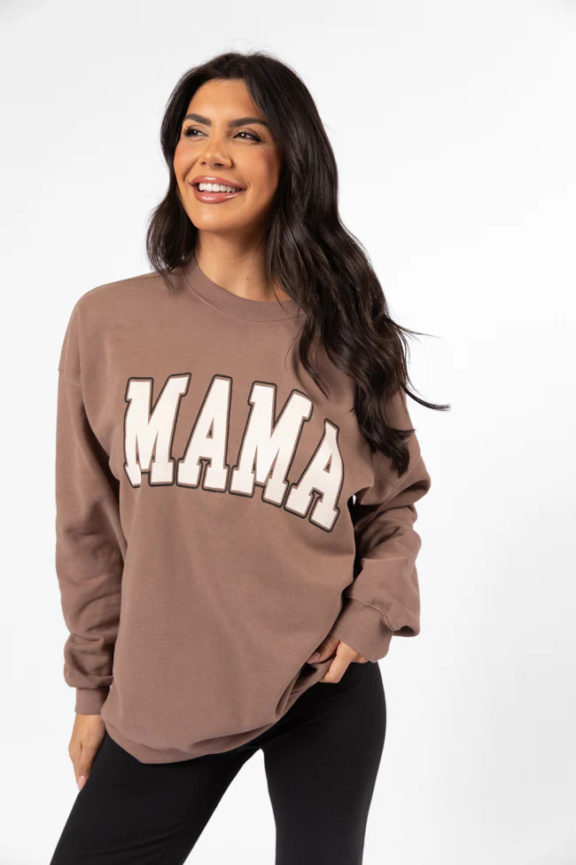 Mama Block Mocha Graphic Sweatshirt | Pink Lily