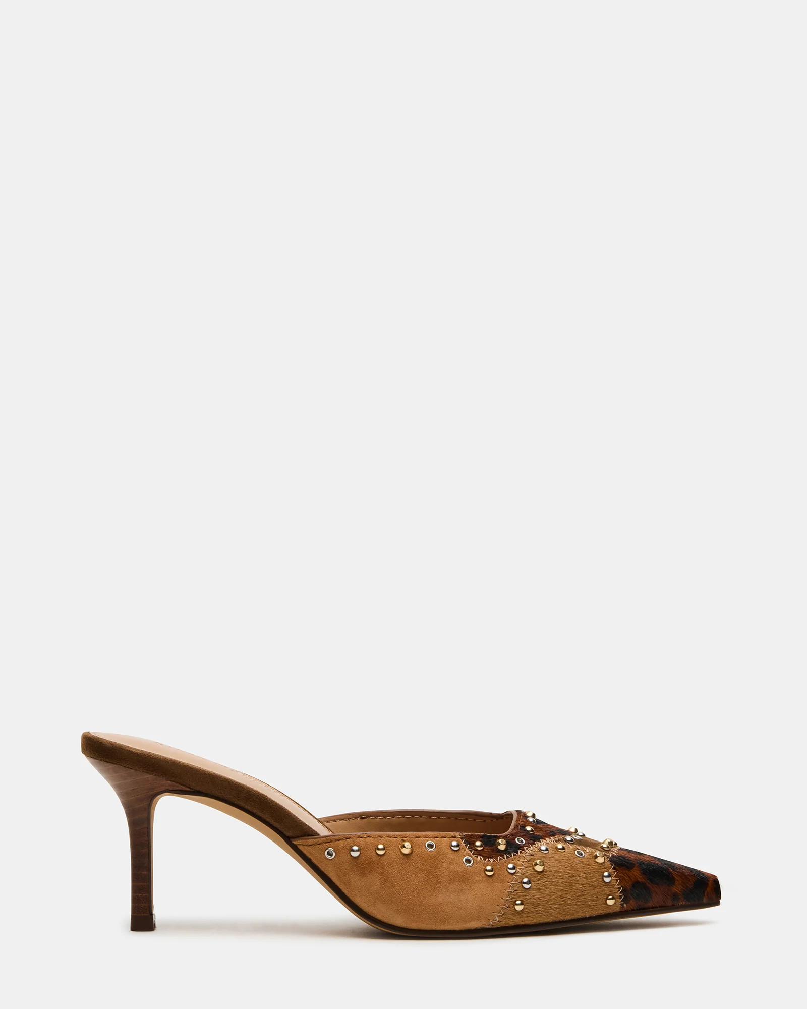 ALEXI Leopard Multi Studs Pointed-Toe Mule Women's Heel | Steve Madden (US)