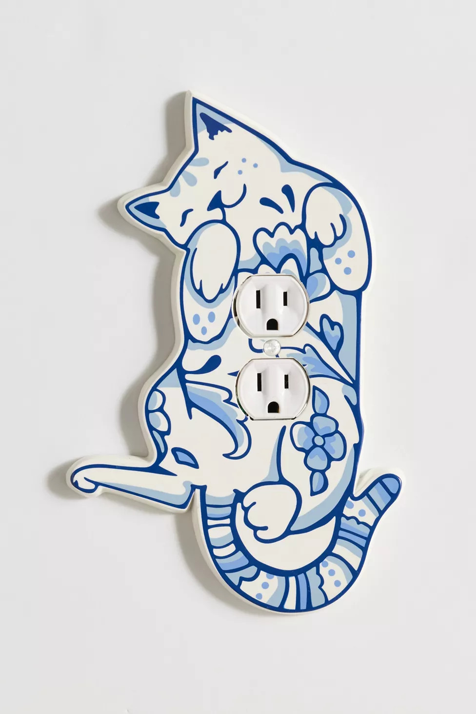Delft Cat Shaped Resin Switch Plate | Urban Outfitters (US and RoW)