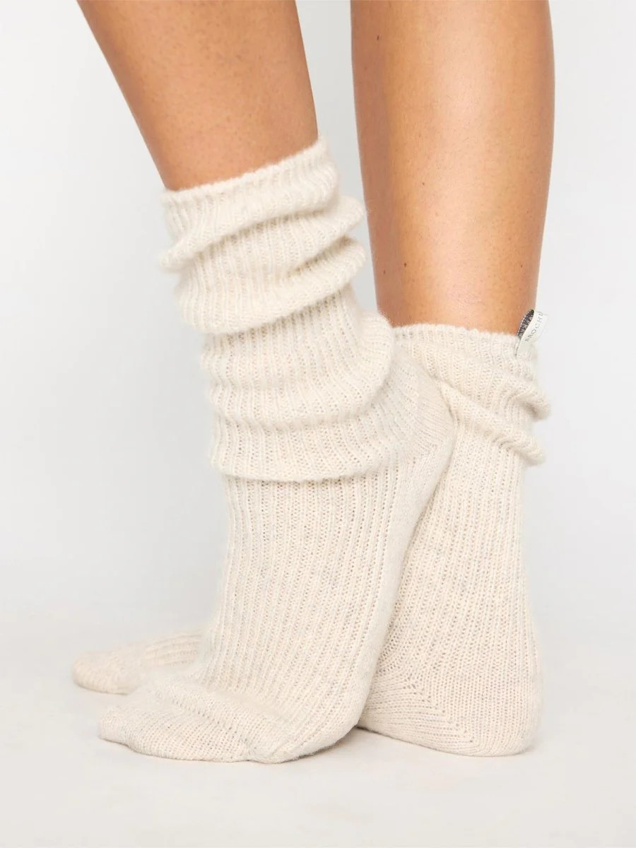 Women's Ribbed Cashmere Socks in Bisque Mélange | Brochu Walker | Brochu Walker