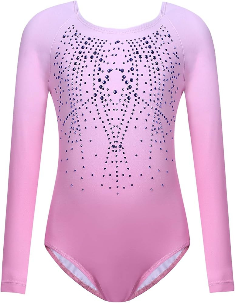 Zaclotre Kid Girls Gymnastic Leotard Long Sleeve Color Gradient Sparkly Ballet Dance One Piece Ou... | Amazon (US)