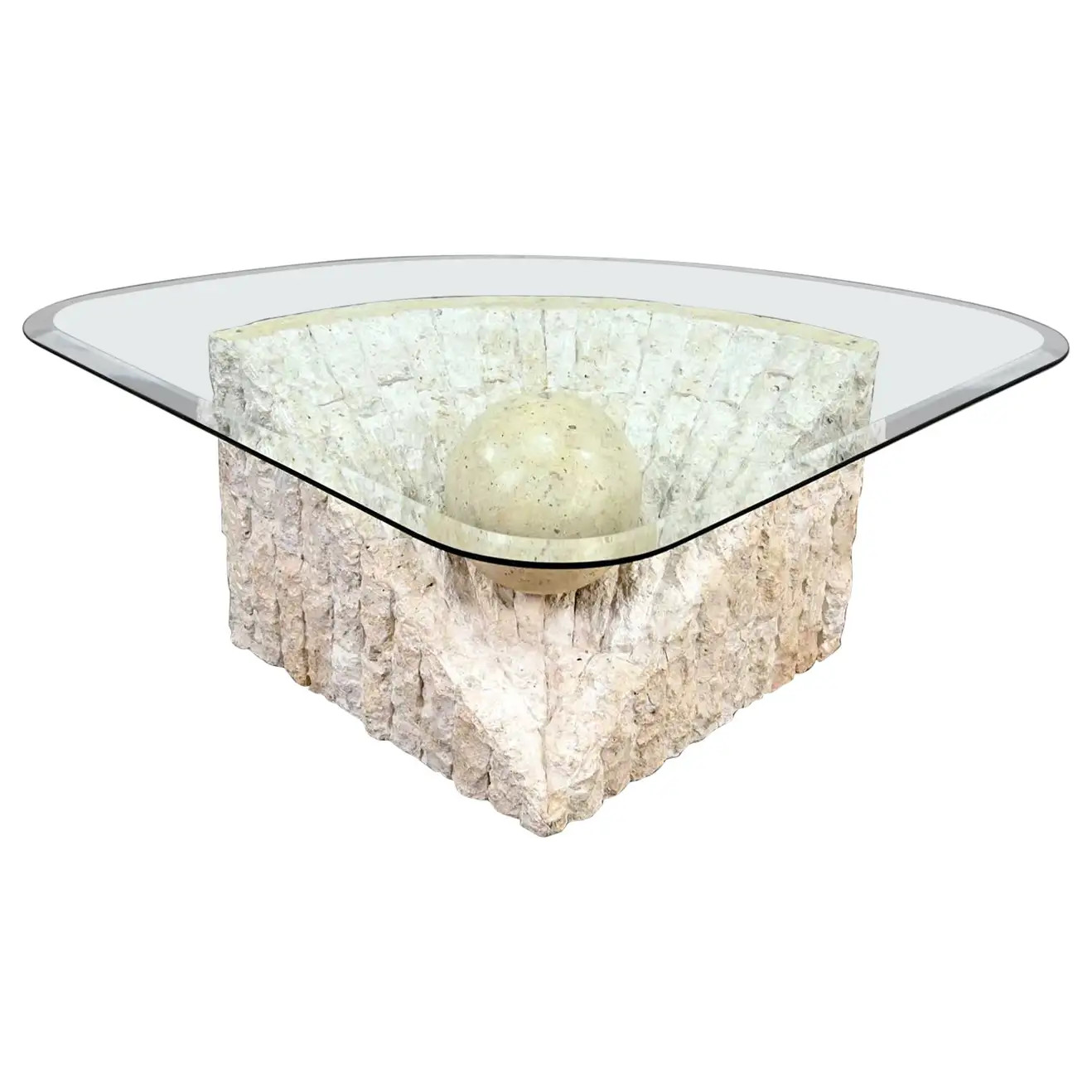 Postmodern Triangular Tessellated Stone Coffee Table Sphere Style Maitland Smith | 1stDibs