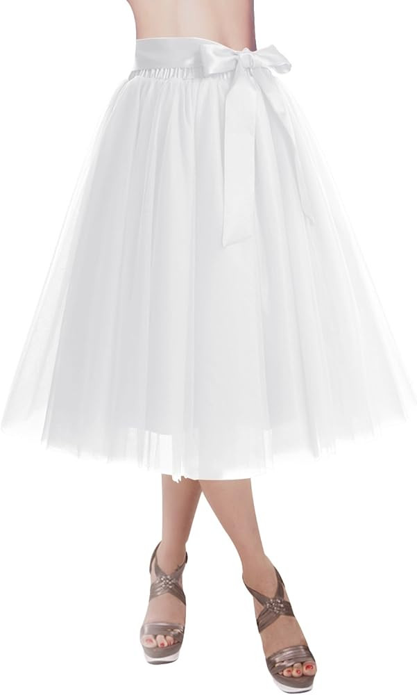 DRESSTELLS Womens Tulle Skirt A Line Tulle Dress Tutu Skirts Knee Length Adult Layered Short Prom... | Amazon (US)