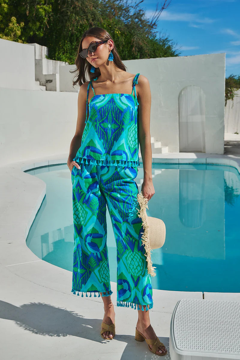 Blissy Tropical Hanie Flare Pants | Sugarlips