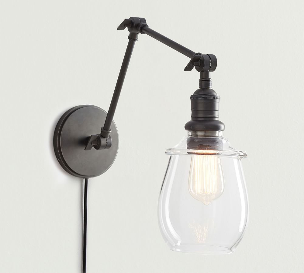 Petite Glass Plug-In Articulating Sconce | Pottery Barn (US)