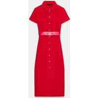 Zara - Belted Midi Dress - Red - M - Woman | Zara US