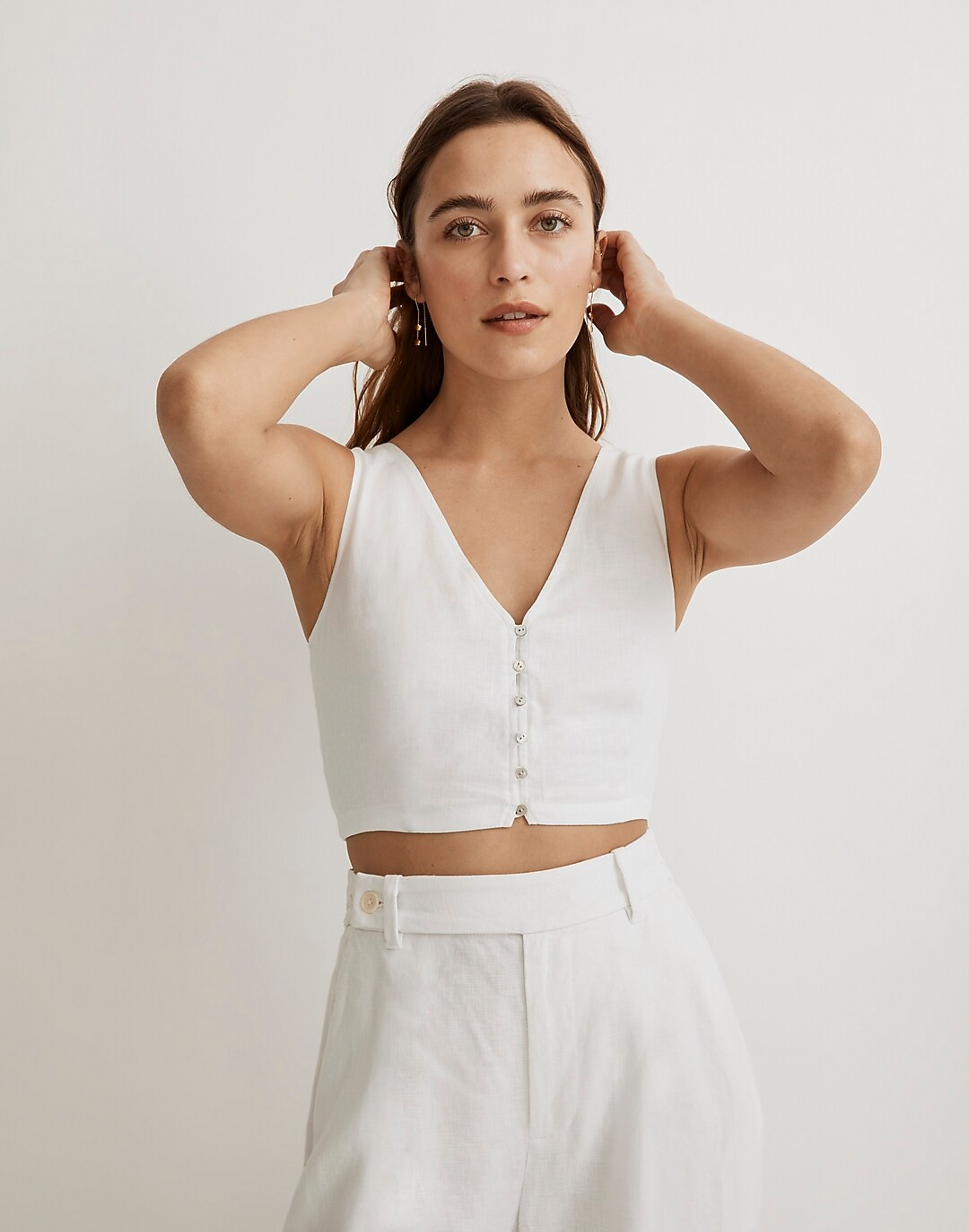 Linen Gwen Crop Vest Top | Madewell