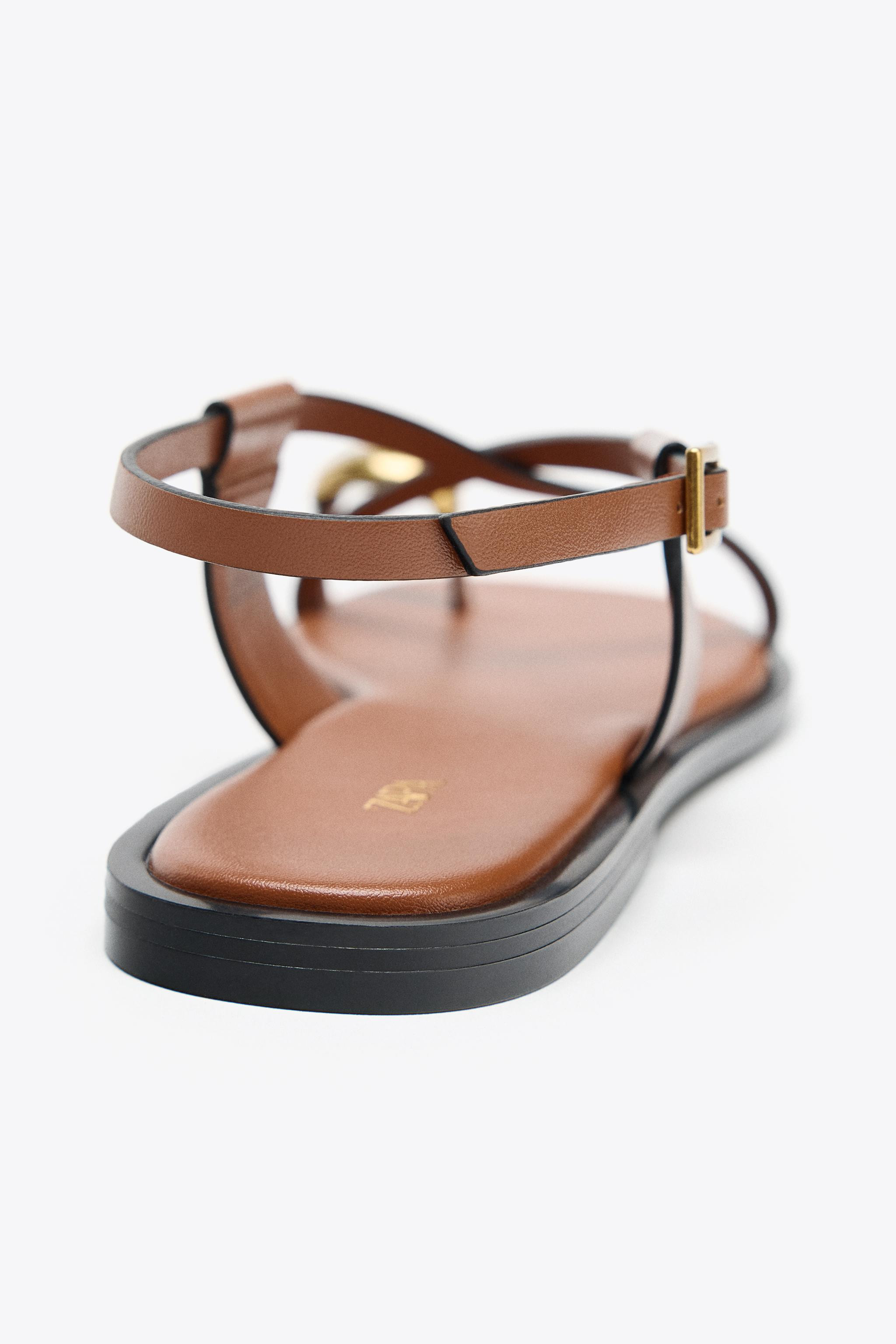 FLAT SANDALS WITH METAL TOE DETAIL | Zara UK