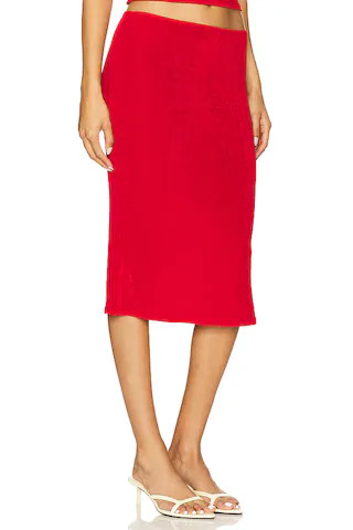 Selene Midi Skirt in Red | Revolve Clothing (Global)