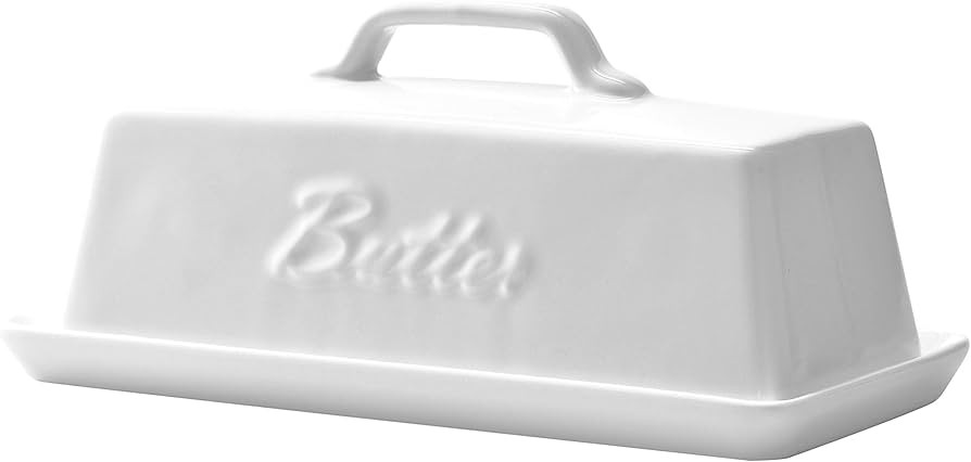 Bruntmor Ceramic Butter Dish With Lid. Butter Holder/ Tray/ Storage With Lid And Handle. Porcelai... | Amazon (US)