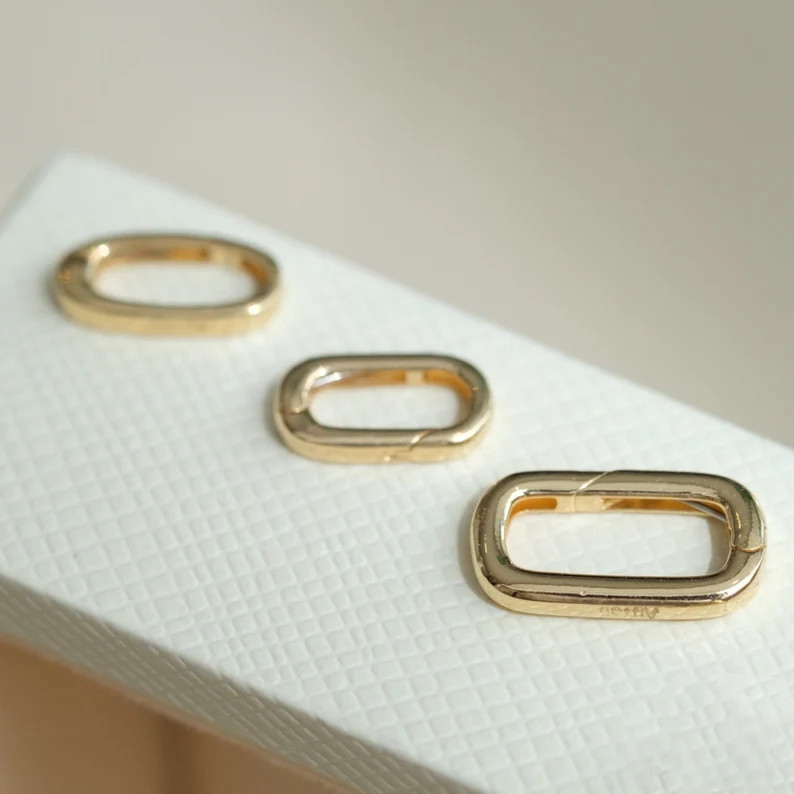 18K Solid Gold Connector Clasp, Charm Push Closure, Necklace Clasp, Charm Holder, Pendant Connect... | Etsy (US)