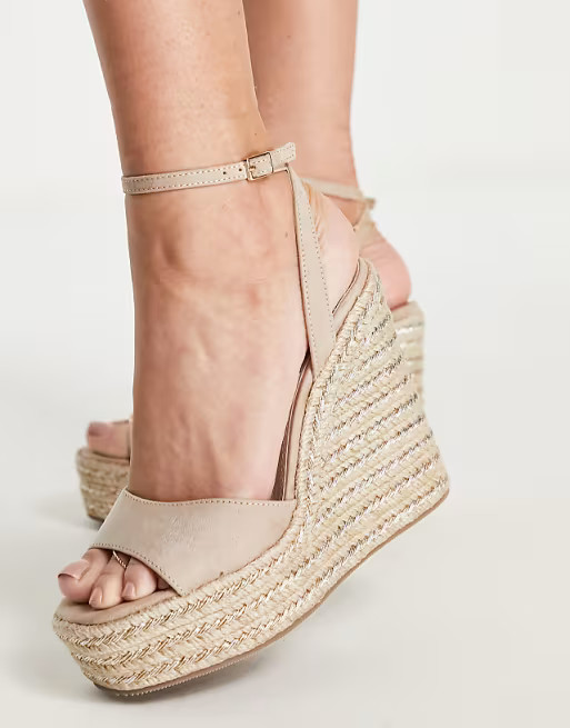 ASOS DESIGN Tasha espadrille wedges in beige | ASOS (Global)