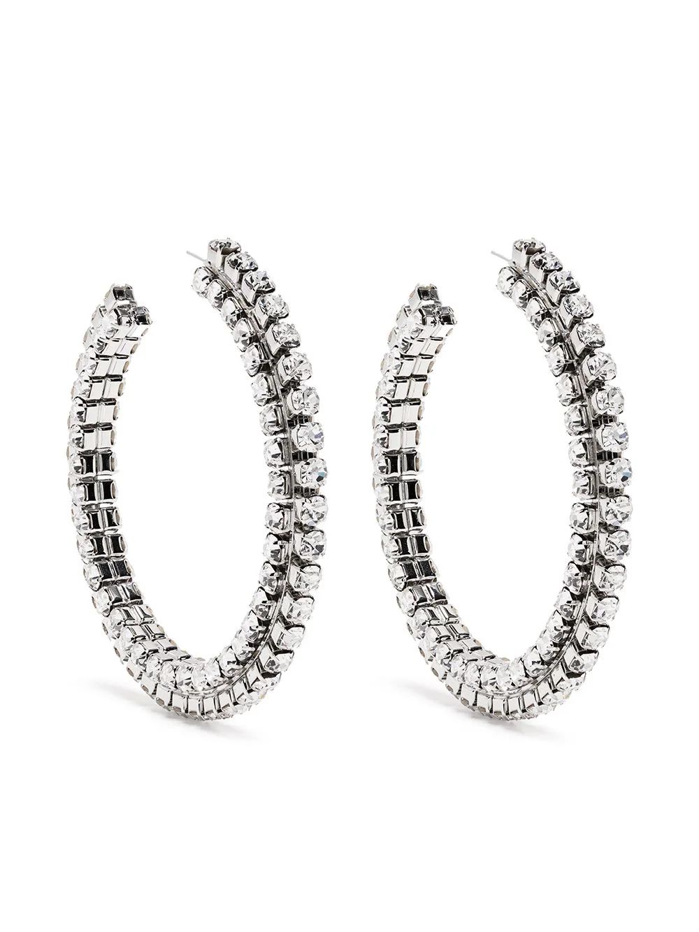 AREA Stacked Crystal Round Hoop Earrings - Farfetch | Farfetch Global