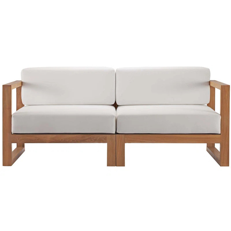 Upland Outdoor Patio Teak Wood 2-Piece Sectional Sofa Loveseat | Wayfair North America