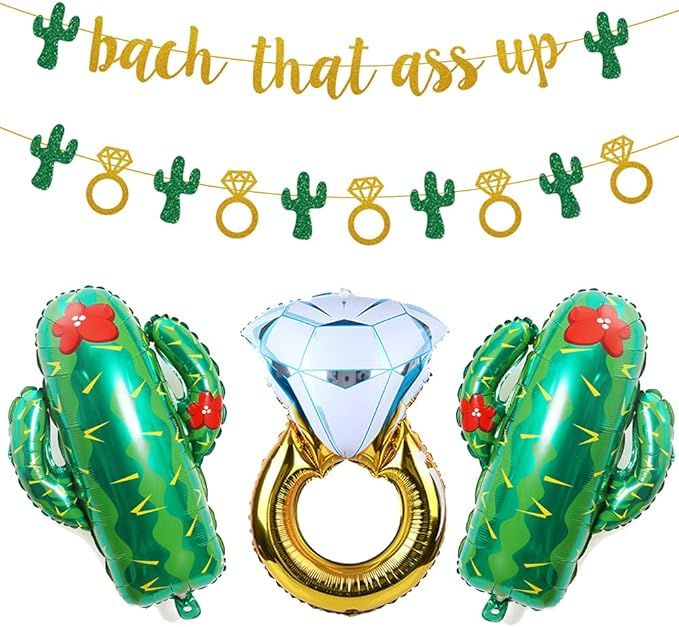 Mexico Fiesta Bachelorette Party Supplies Bach That Ass Up Party Banner Glittery Cactus Ring Bann... | Amazon (US)