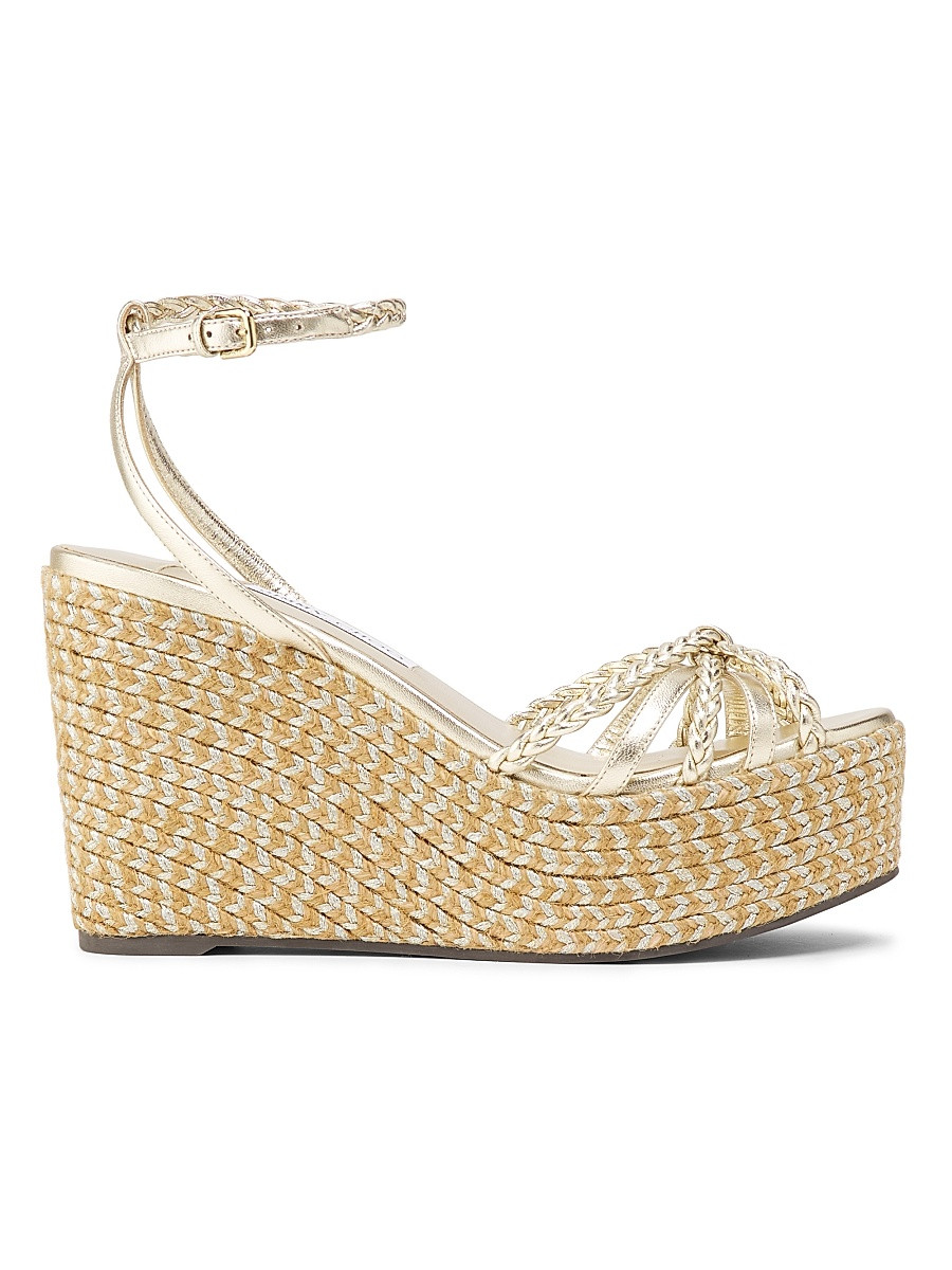 Women's Dree 100MM Metallic Leather Wedge Espadrilles - Soft Gold Mix - Size 10.5 | Saks Fifth Avenue