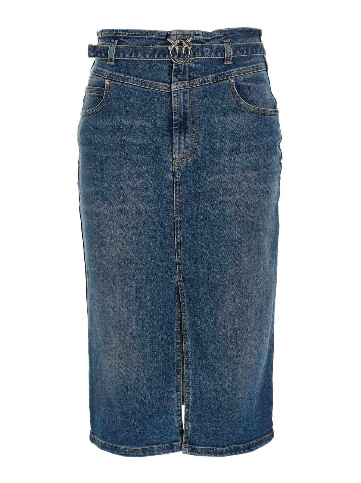 Pinko High-Waist Slit-Detailed Denim Skirt | Cettire Global