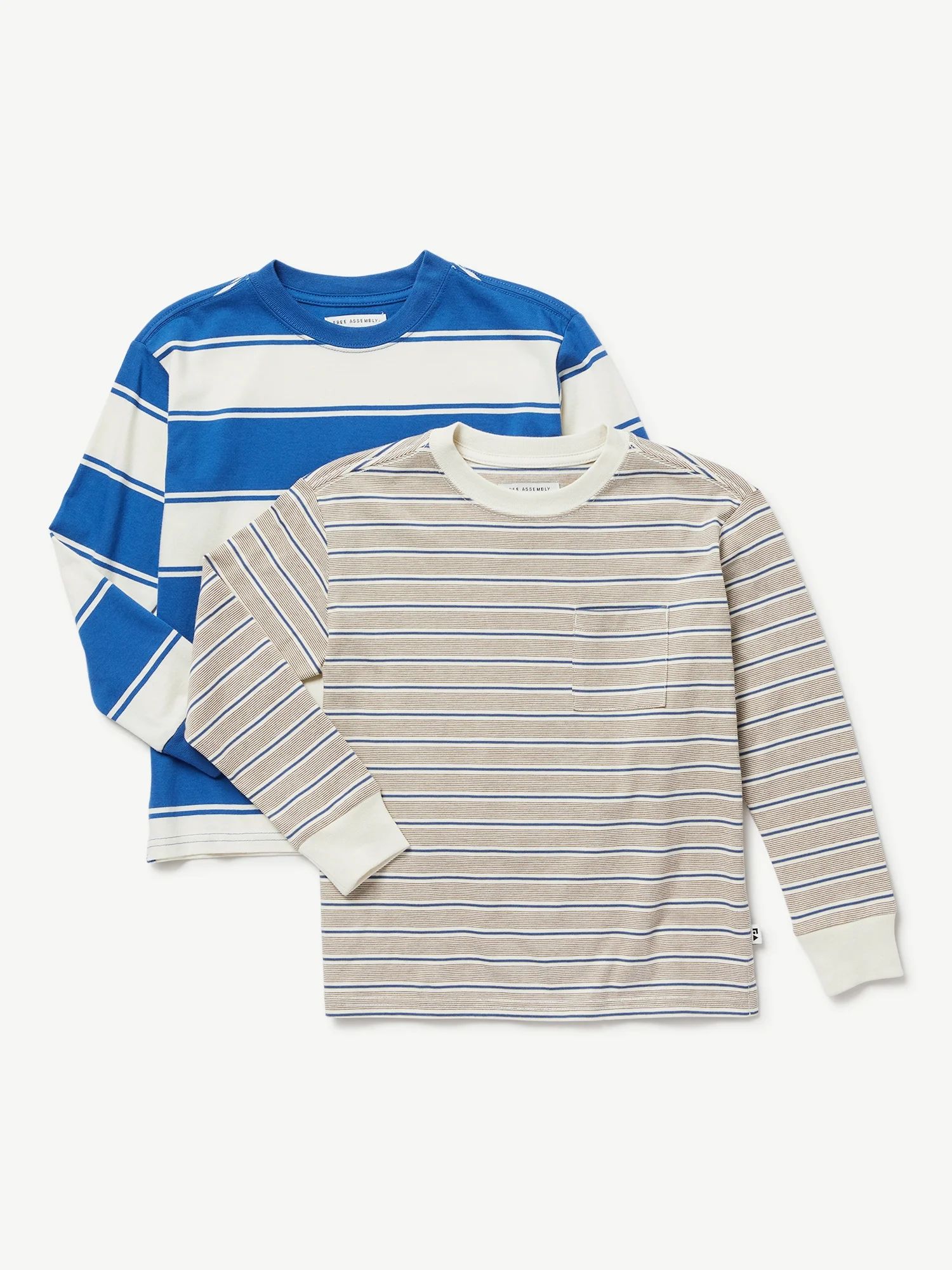 Free Assembly Boys Long Sleeve Stripe T-Shirt, 2-Pack, Sizes 4-18 - Walmart.com | Walmart (US)