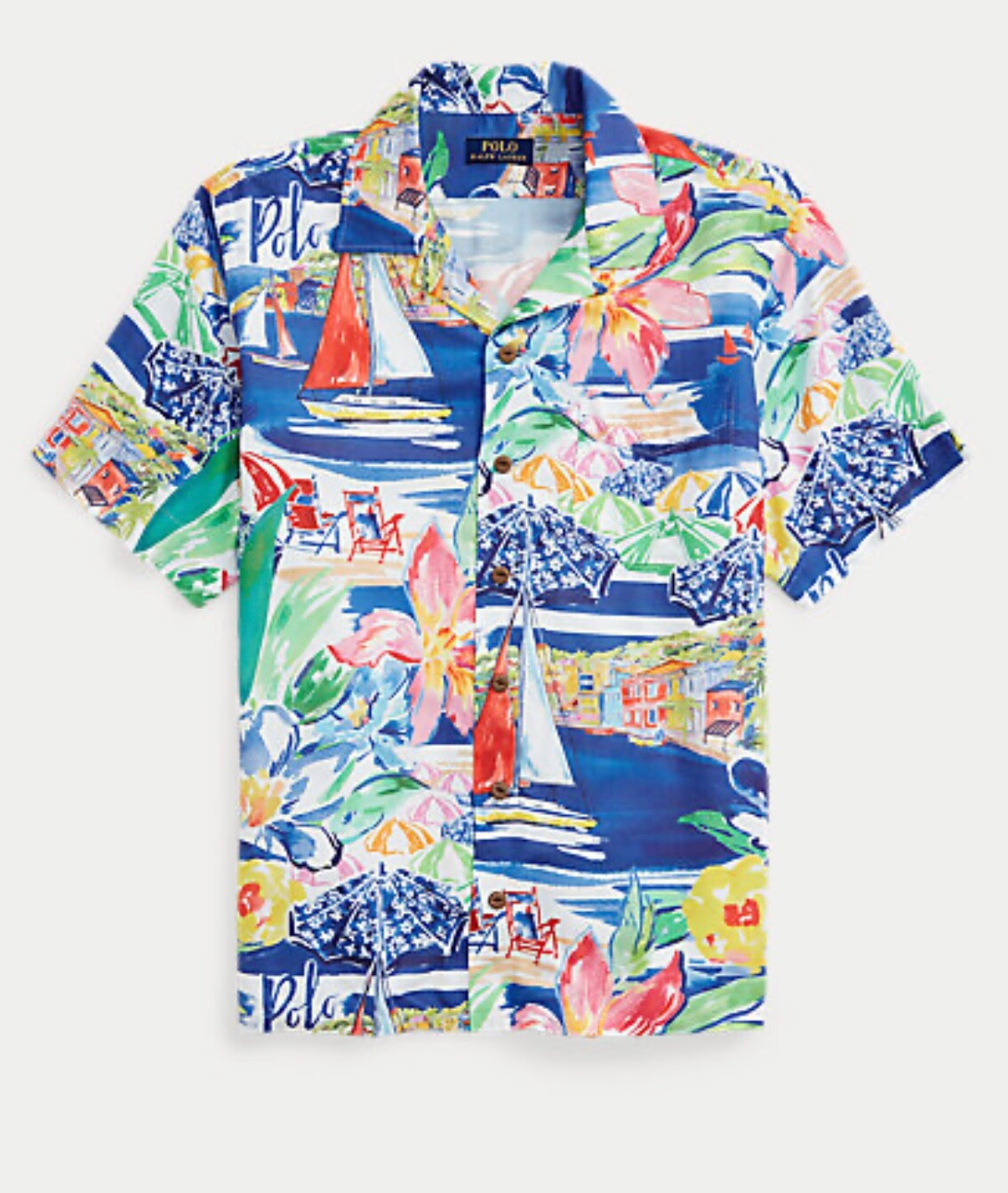 NWT Polo Ralph Lauren Tropical RIVIERA PRINT Short Sleeve CAMP Shirt size MEDIUM | eBay US