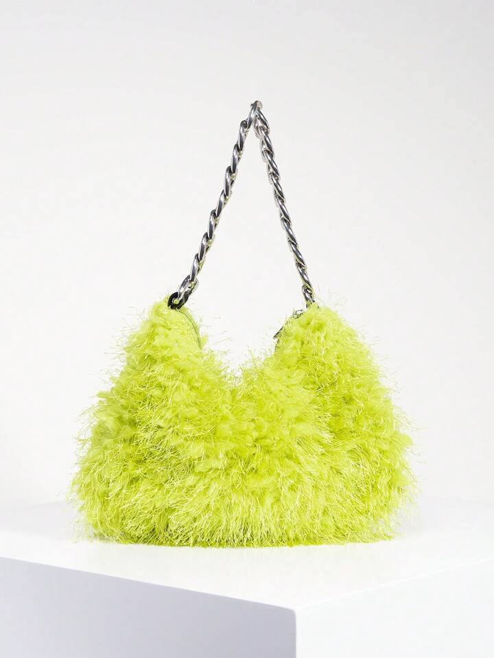 Solid Fluffy Soft Candy Color Satchel Bag, Autumn Y2K Style Women Shoulder Bags, Vacation Travel ... | SHEIN