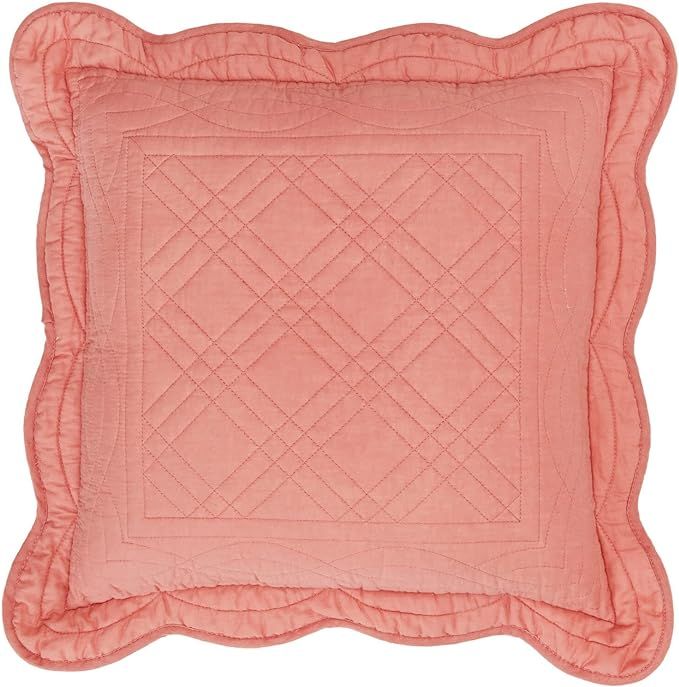 BrylaneHome Florence 16" Square Pillow, Coral Orange | Amazon (US)