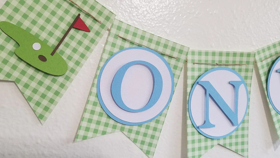 Golf High Chair Banner, ONE Banner, Green Gingham ONE banner, Golf Party Decorations, Golf 1st Bi... | Etsy (US)