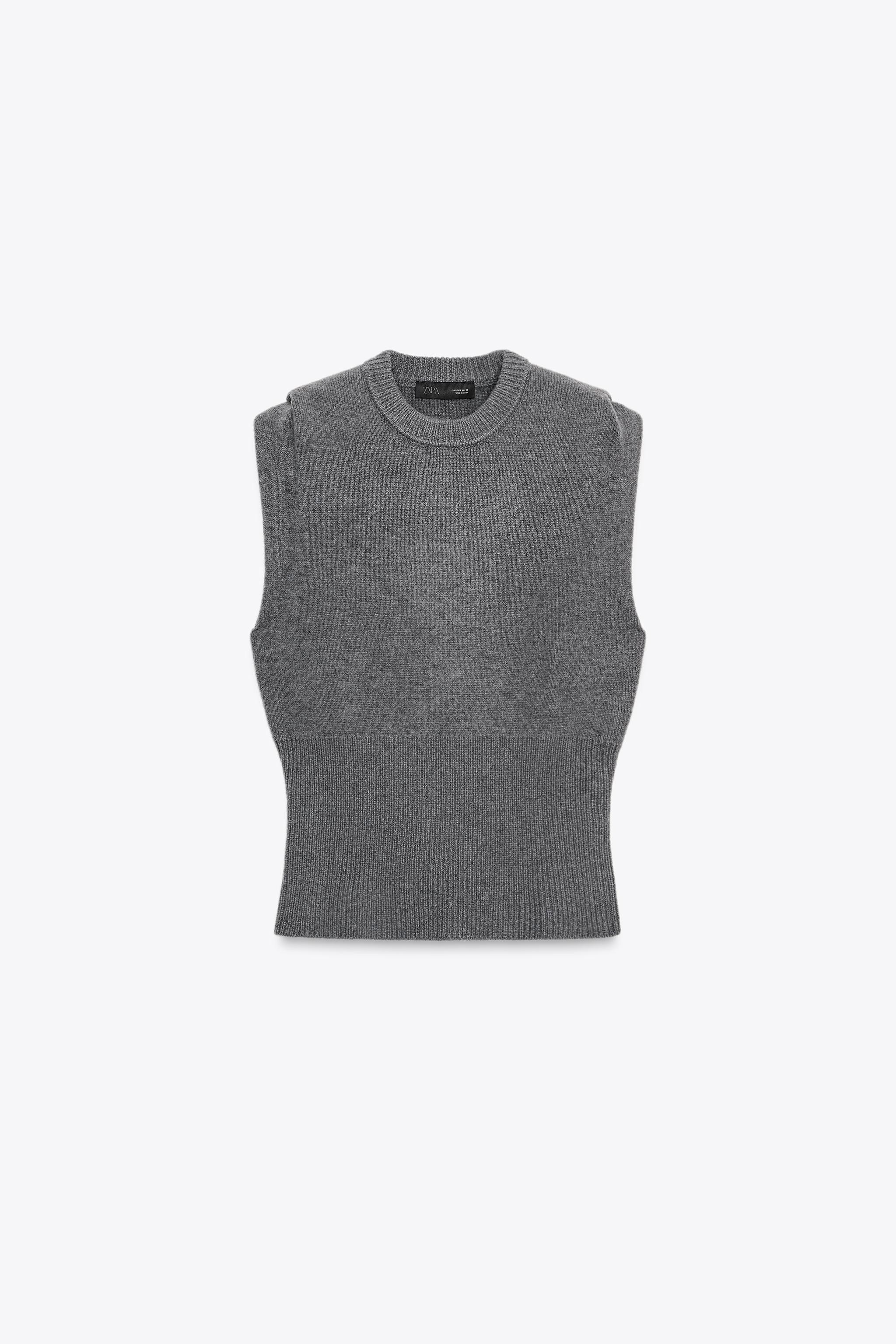 WOOL BLEND VEST TOP WITH SHOULDER PLEATS | Zara US