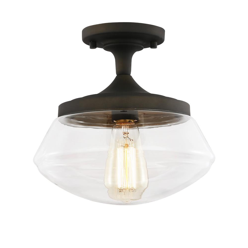 Light Society Crenshaw 1-Light Oil Rubbed Bronze Ceiling Light with Clear Glass Shade-LS-C246-ORB... | The Home Depot