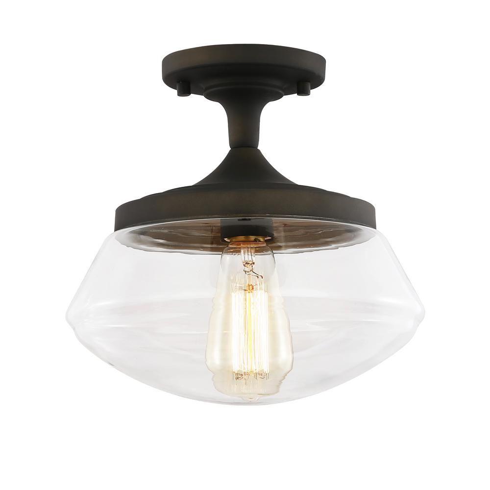 Light Society Crenshaw 1-Light Oil Rubbed Bronze Ceiling Light with Clear Glass Shade-LS-C246-ORB... | The Home Depot