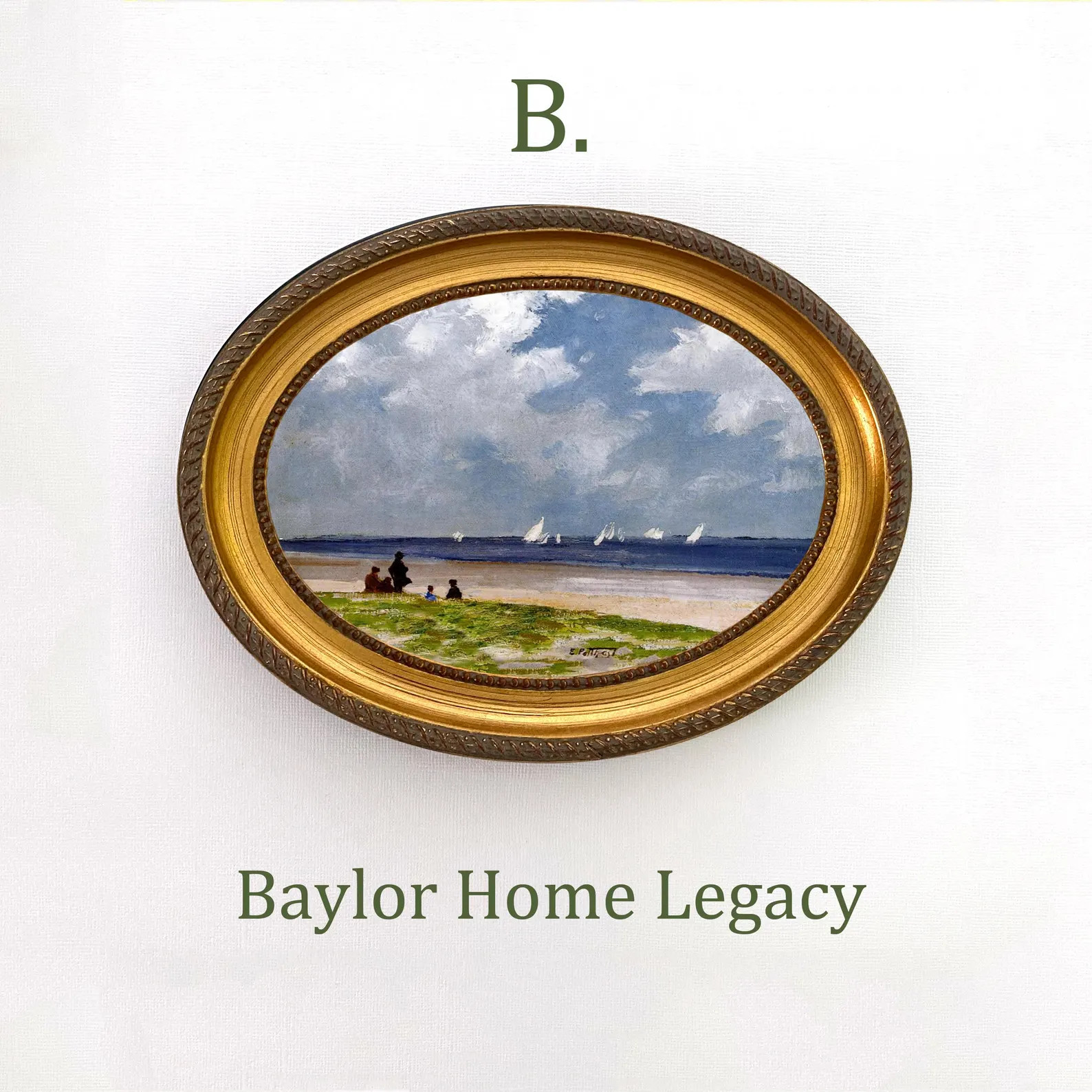 Framed Oval Seascape Canvas Art Print of Antique Oil Painting, Beach Scene Painting With Sailboat... | Etsy (US)