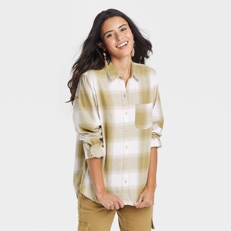 Women's Long Sleeve Flannel Button-Down Shirt - Universal Thread™ Plaid | Target