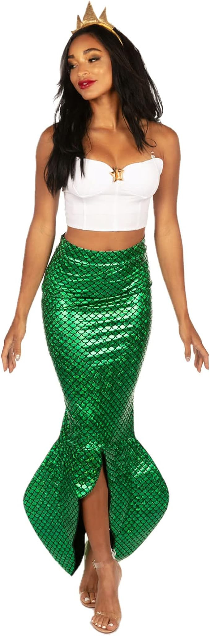 Tipsy Elves Women's Green Mermaid Costume Dress with Headband | Amazon (US)